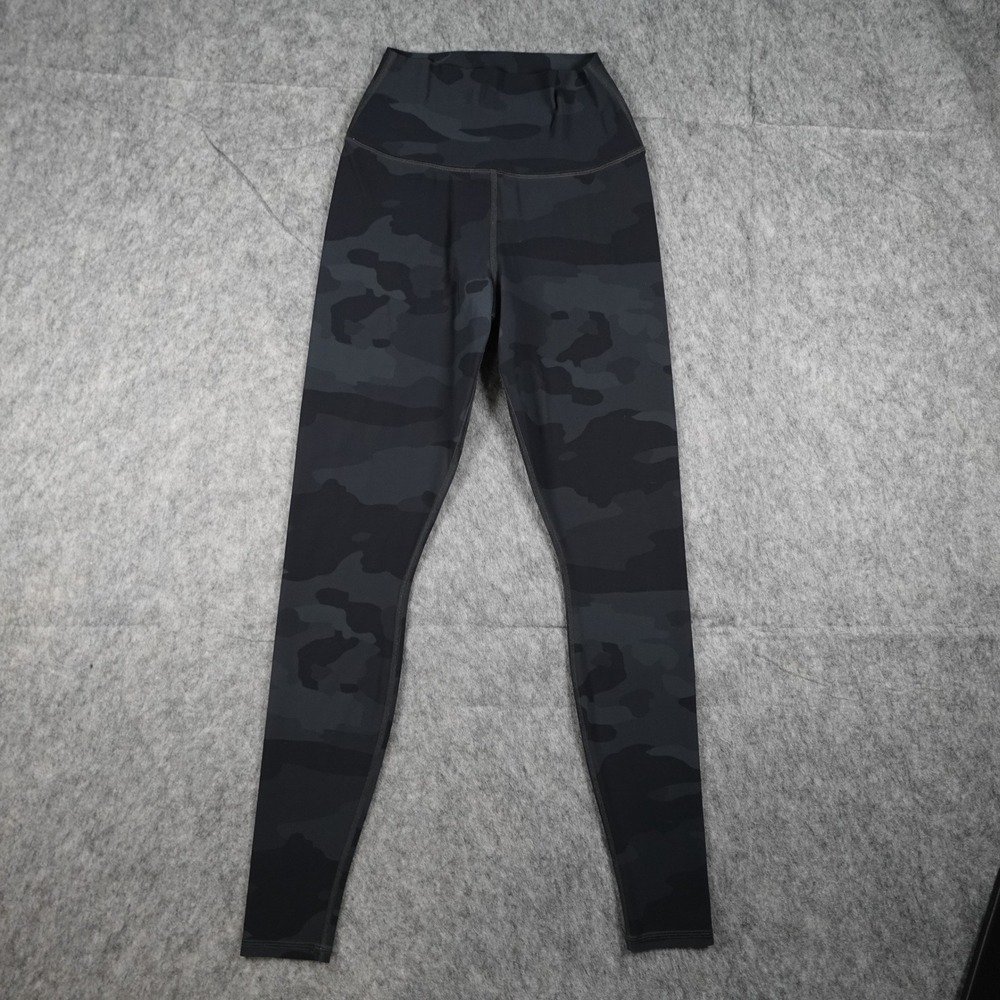 Alo Leggings Women Extra Small Black Camo Vapor‎ High Waist Yoga 27"